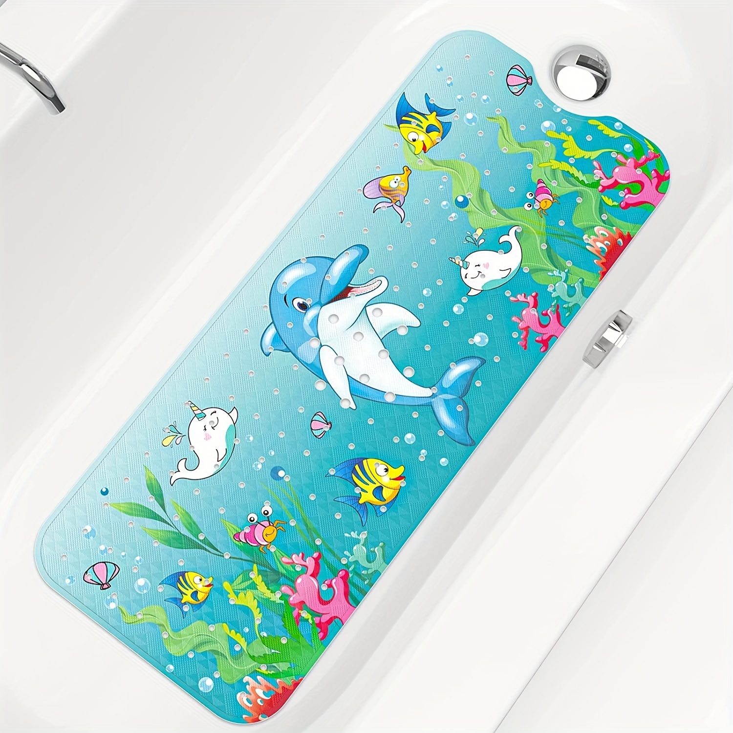 Tapetes de baño antideslizantes de dibujos animados para niños, bonito  patrón ovalado de 27 x 15 pulgadas, tapete de ducha para bañera