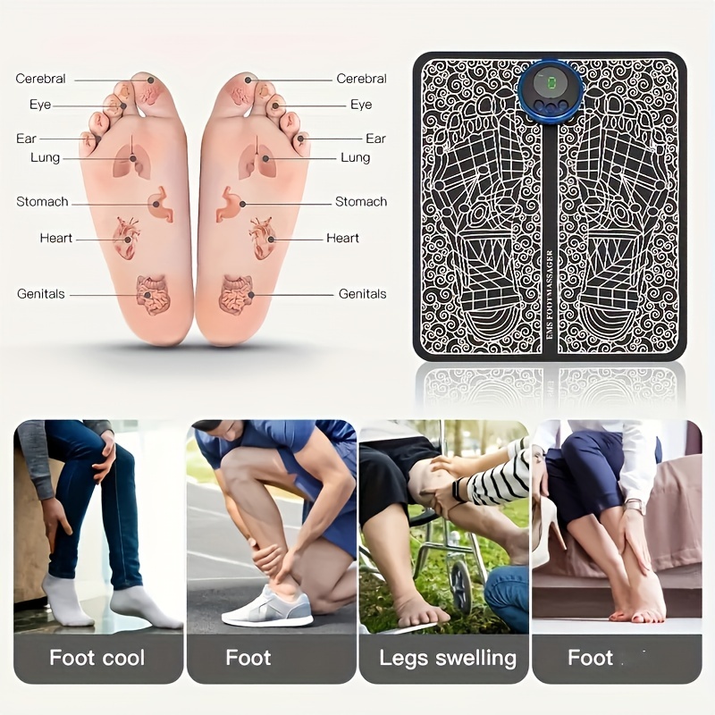 Foot Massager Pad, Electric Ems Feet Muscle Stimulator Tens Acupuncture Abs  Pulse Massage Mat - Temu