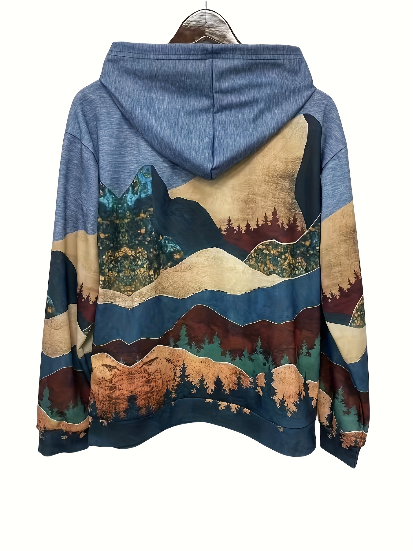 Allover Print Kangaroo Pocket Hoodie Casual Long Sleeve Temu