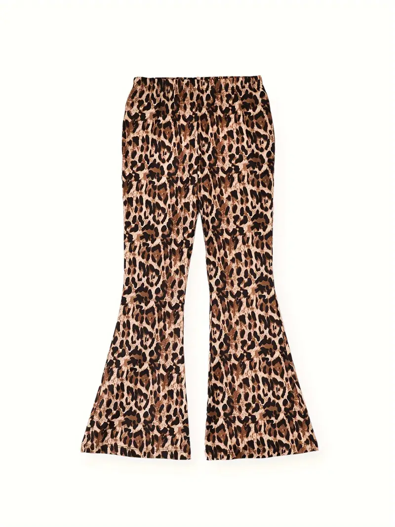 Girls Comfy Leopard Print Flare Pants Kids Clothes Gift Fall - Temu