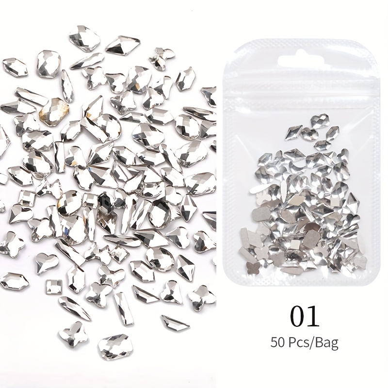 50Pcs/Bag Gold /Silver Sparkle Mini Flatback Diamonds For Nails