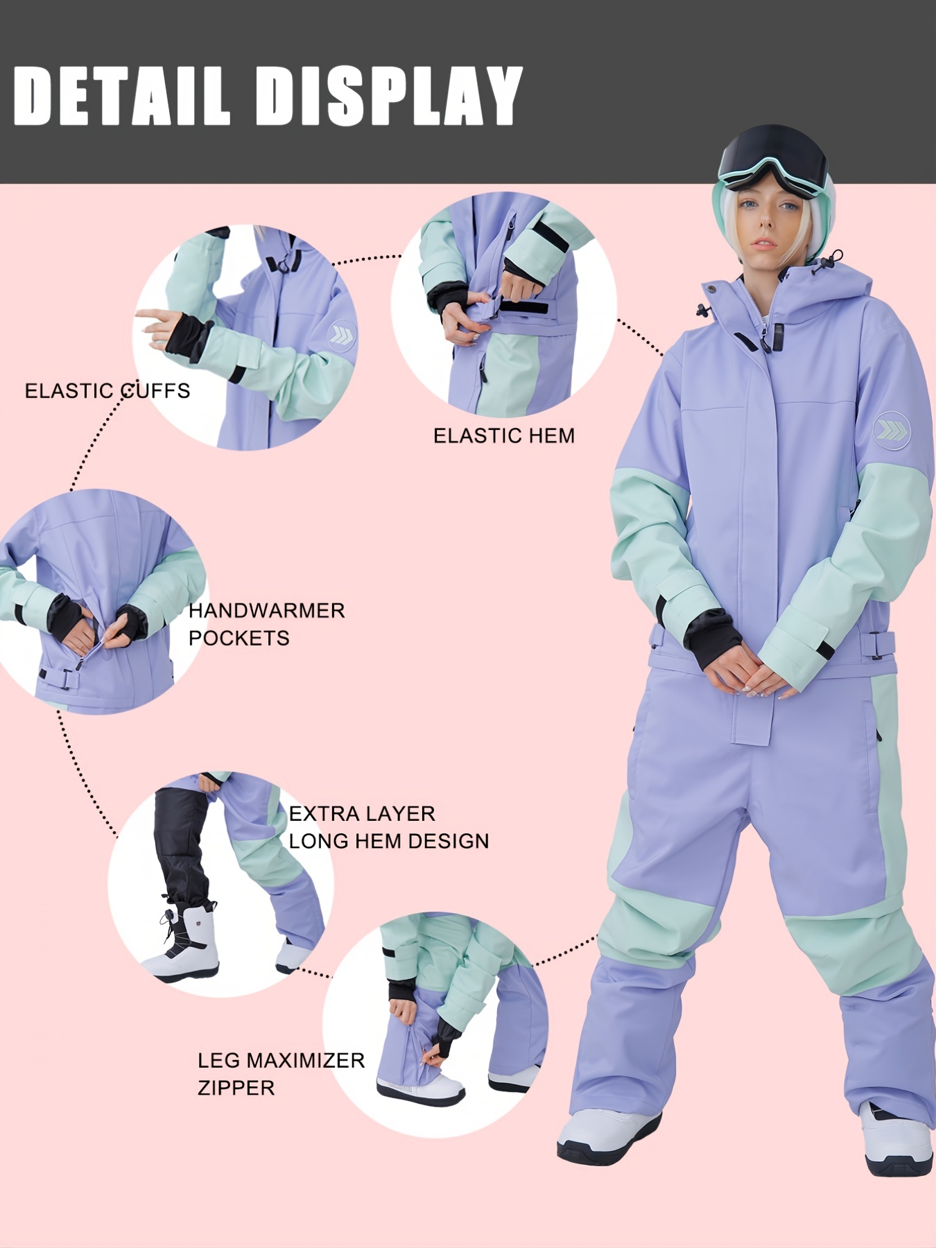 Combinaison de Ski Adulte, Imperméable Chaude Solide Ski Costume Zipper  Coupe-Vent Capuche combinaisons de ski combinaison ski combinaison de neige