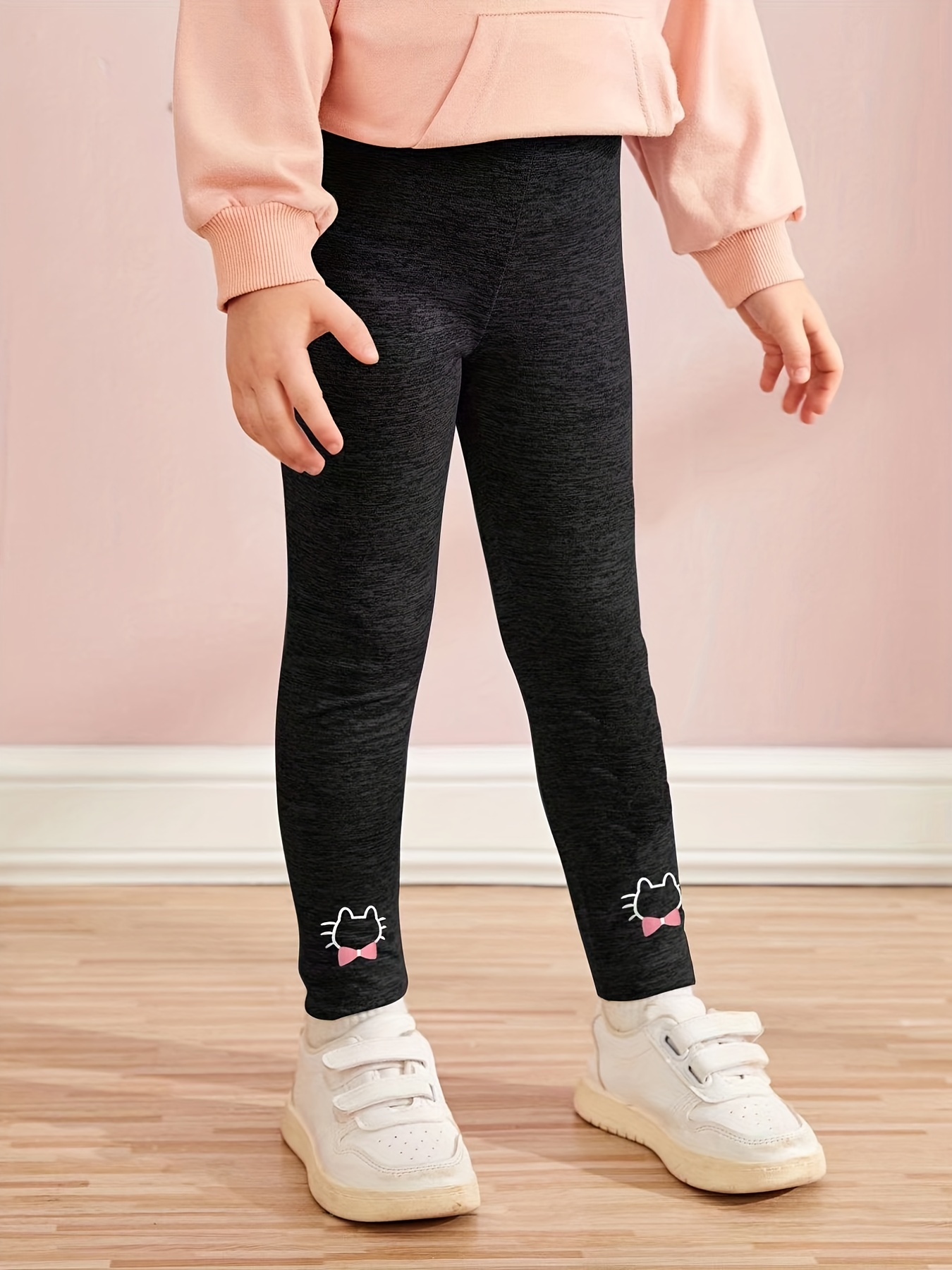 Toddler Girls Cute Cartoon Bow Cat Graphic Stretch Leggings Casual Skinny  Pants Kids Spring Summer Clothes