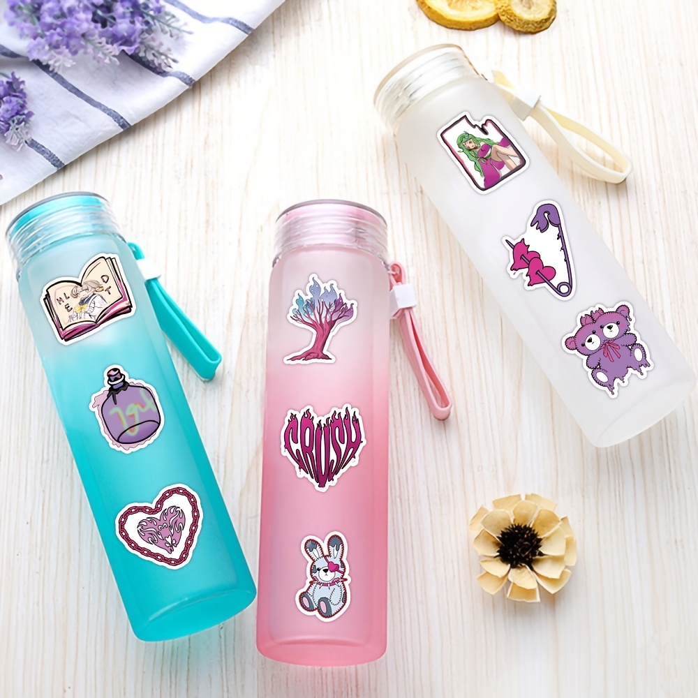 Tuqiso 50pcs Kawaii Stickers for Water Bottles, Animal Food Word Stickers Pack, Cute Vsco Vinyl Laptop Stickers,Waterproof Aesthetic Stickers,Kawaii