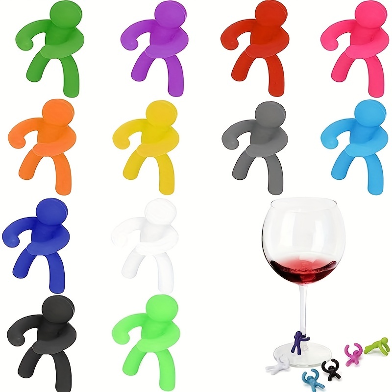 8Pcs Kitchen Silicone Wine Glass Marker Reusable Cup Identifier Glass Shape  Drinks Cup Sign For Cocktail Dinner (Mixed Colors)