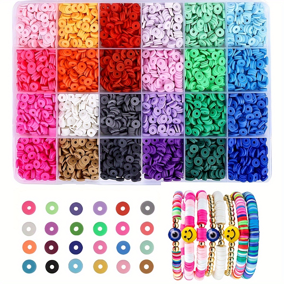 22800 Pieces 60 Strands Polymer Clay Beads 6 mm Round Flat Beads for  Bracelets Handmade Circle Beads for Necklace Jewelry Making DIY Crafts,  Assorted