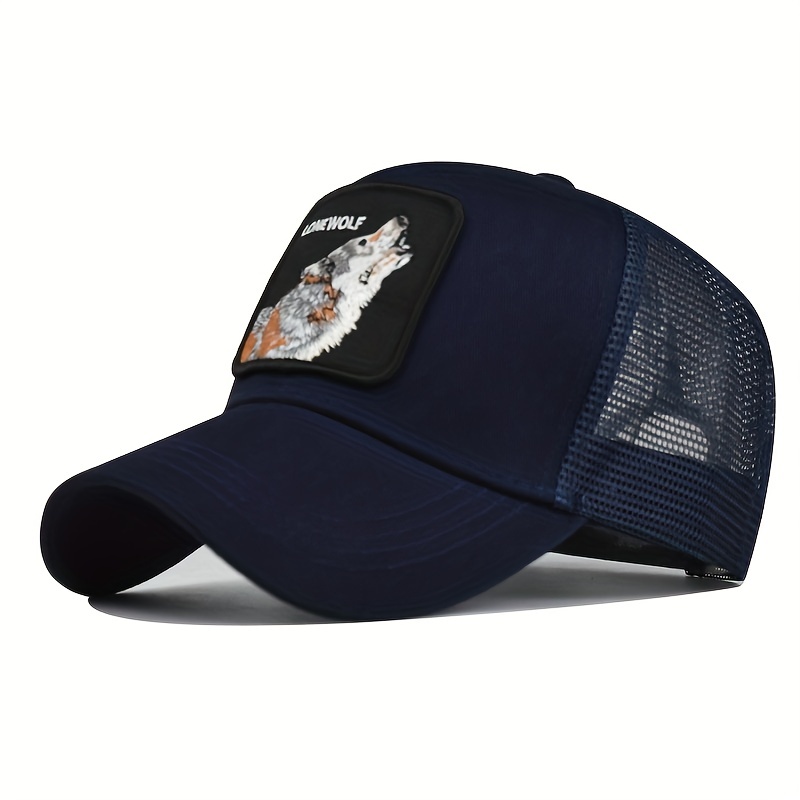 Embroidered Animal Baseball Cap Mesh Peaked Sun Hat