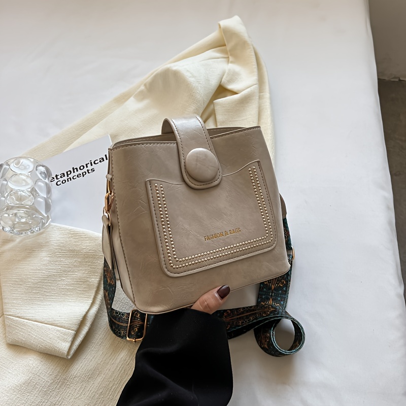Mini Vintage Crossbody Bucket Bag, Retro Shoulder Tote Bag