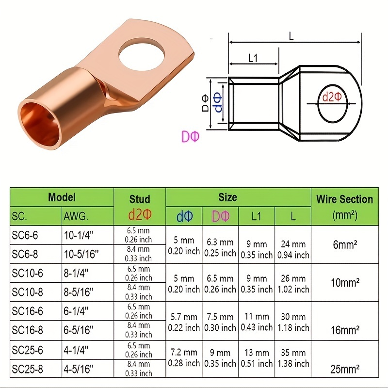 1 Pince À Sertir À Nez En Cuivre, HX-50B 6-50 Mm²/AWG10-0 Six