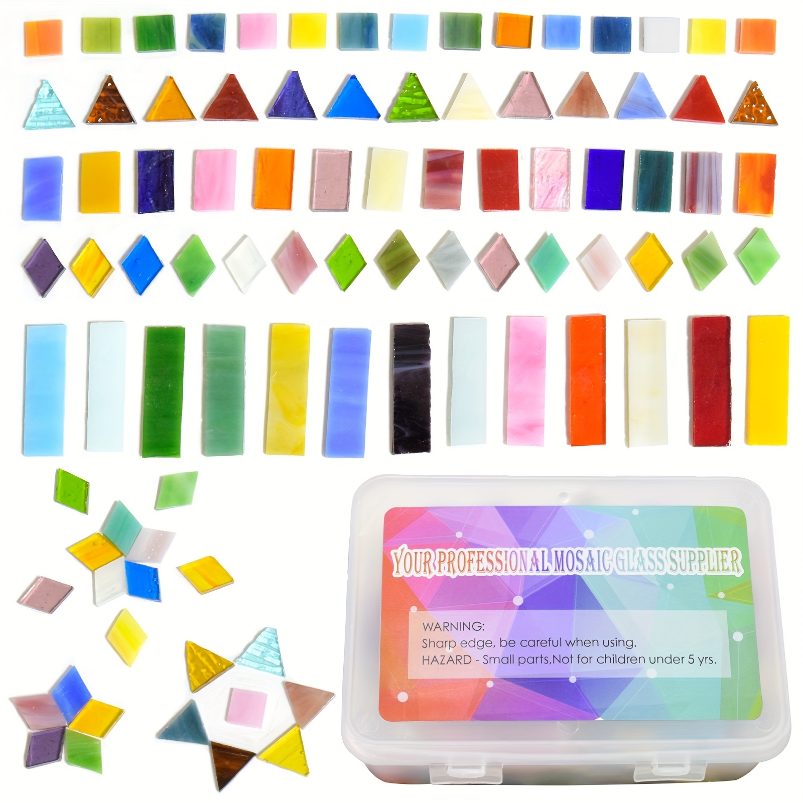 Irregular Mosaic Glass Pieces 500g for , Crushed Stained Glass Tiles,  Assorted Colors and Shapes Mosaic Art Supplies (Mixed Assorted Colors) 