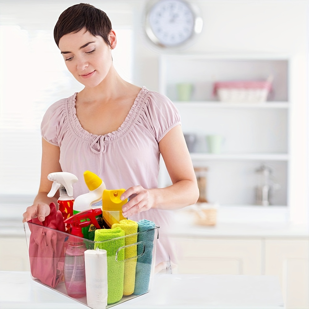 Kitchen Details 2 Pack Lazy Susan Bin | Triangular Pantry Organizer |  Corner Cabinet | Handle | Spice Jars | Cans | Clear
