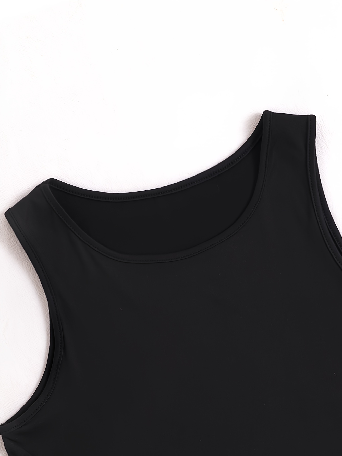 Solid Basic Crop Top Casual Sleeveless Crew Neck Tank Top - Temu