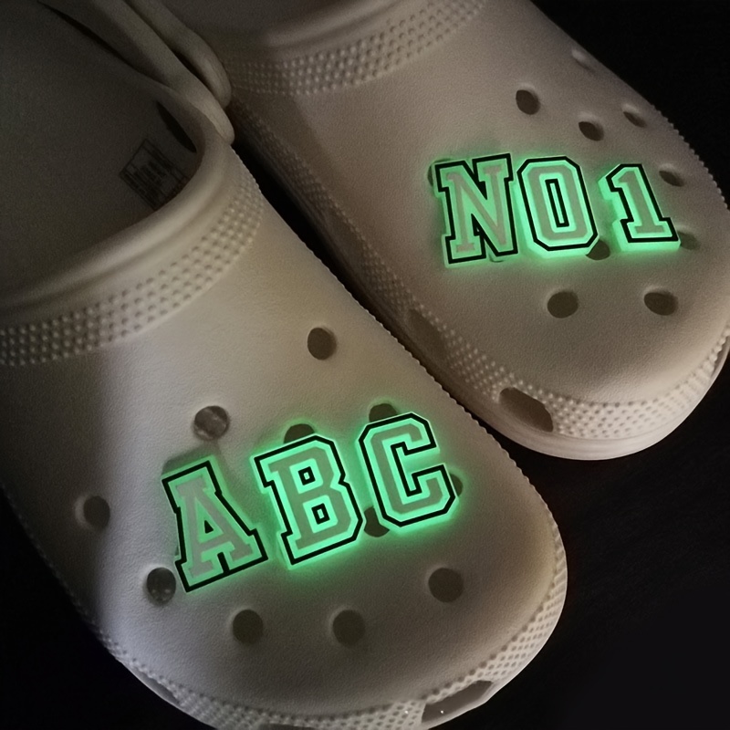 Glow in the dark Alphabet Letter or Number Croc Charms (Your Choice)