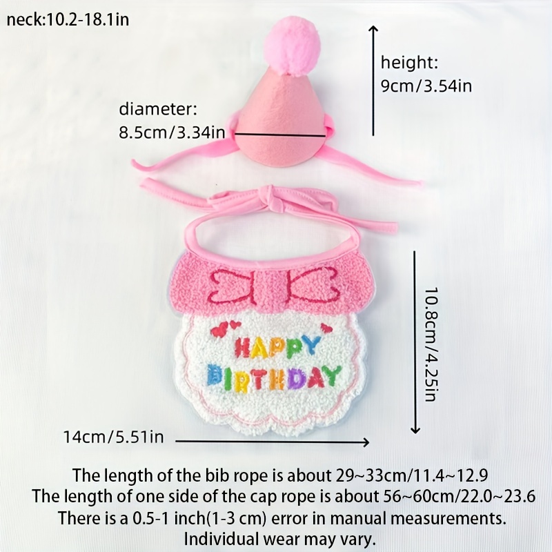 2pcs/set Dog Birthday Hat And Bib Make The Dog's Birthday More Festive  And Special, Holiday Celebration Hats And Saliva Towel For Cats And Dogs,  Pet