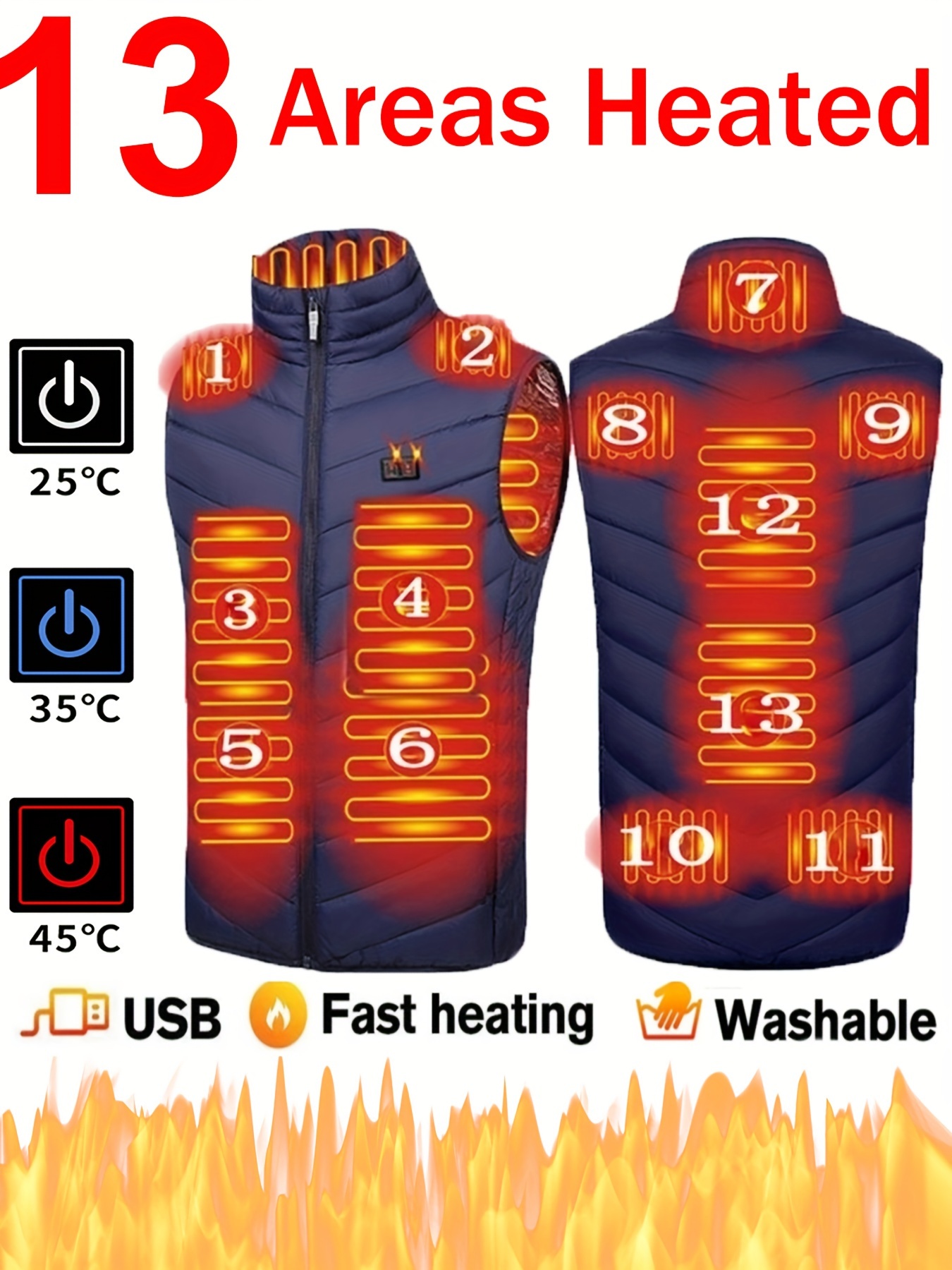 2023 Winter Heated Underwear USB Electric Power Heating Warm Tops Pants  Freeship