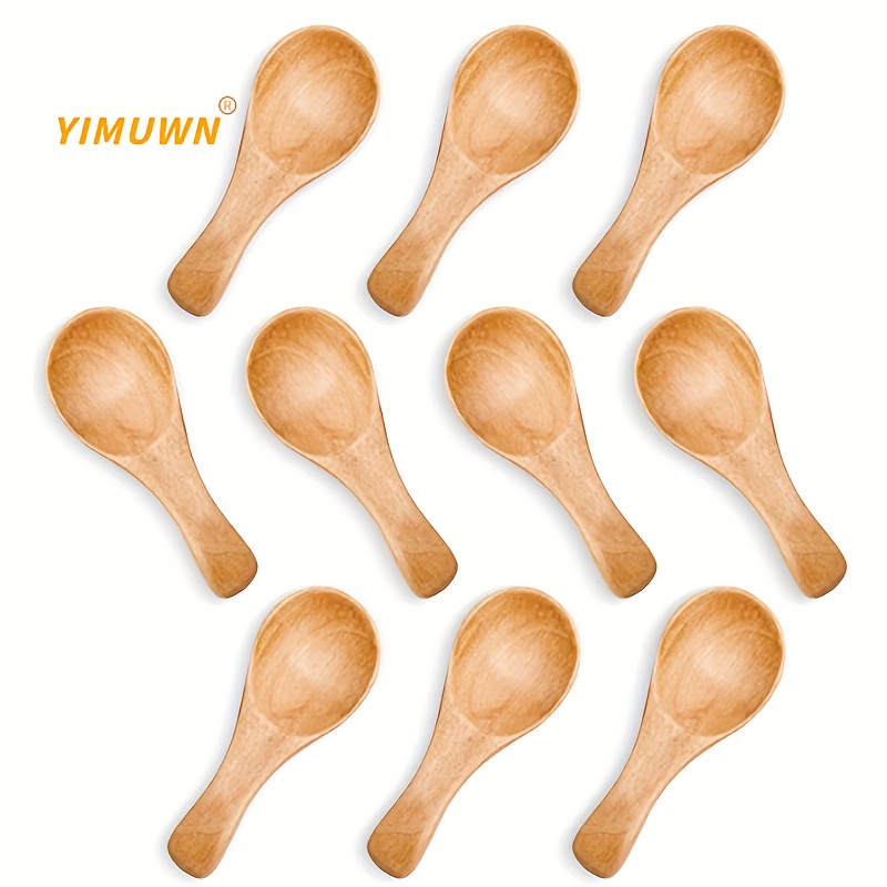 Buytra Small Wooden Salt Spoon - 20 Pack Mini Wood Spoon with Short Handle, Perfect for Small Jars of Jam, Spices, Condiments, Seasoning, Sugar, Honey