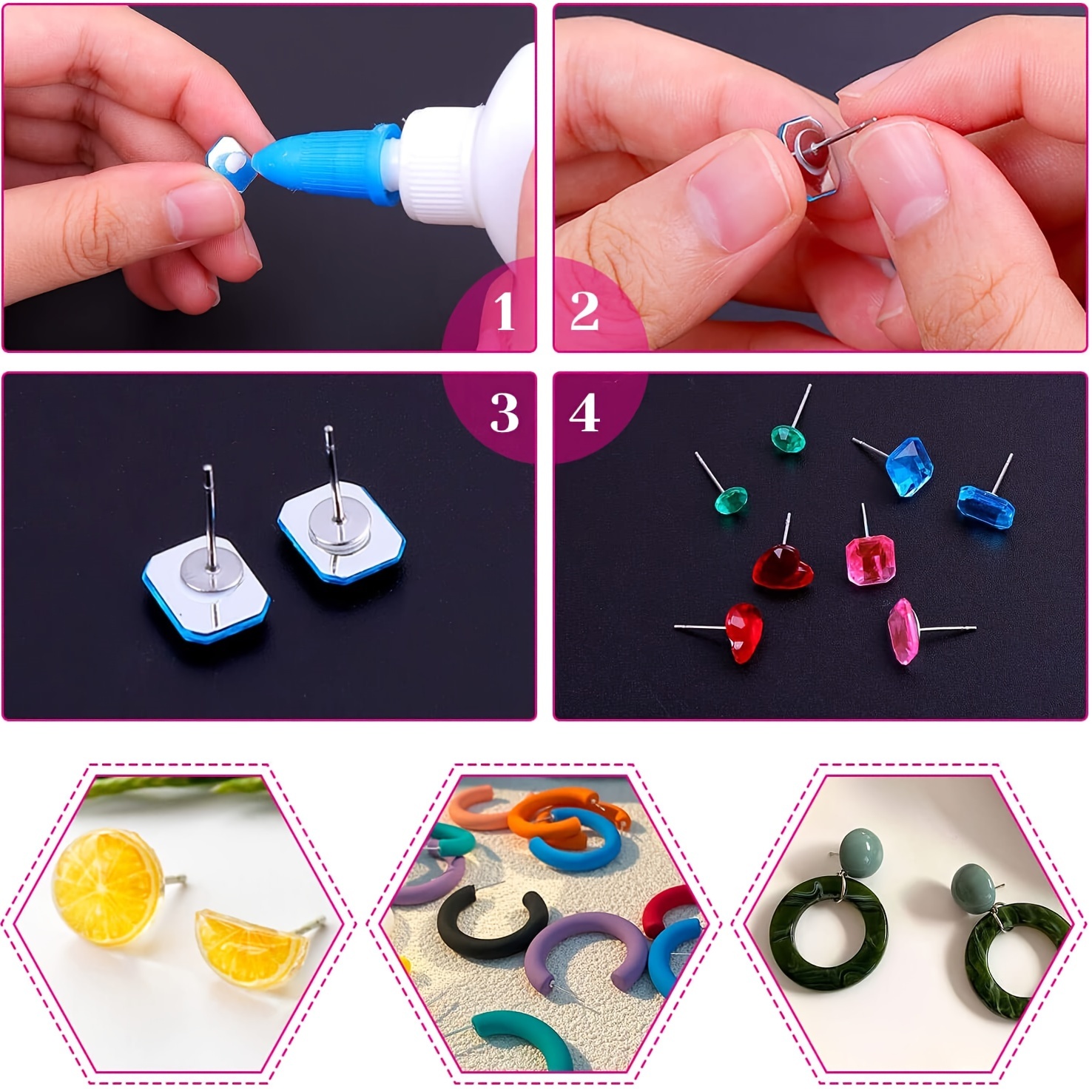 1200Pcs/box Earring Findings Set 15 Style Earring Backs Kit