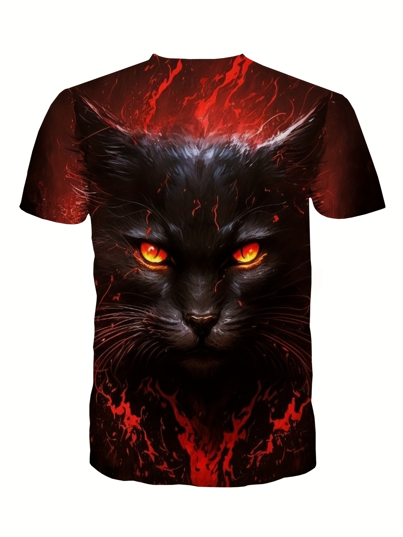 Colorful Art Cat 3D Digital Pattern Print Men's Graphic T-shirts, Causal  Comfy Tees, Short Sleeves Comfortable Pullover Tops, Men's Summer Clothing