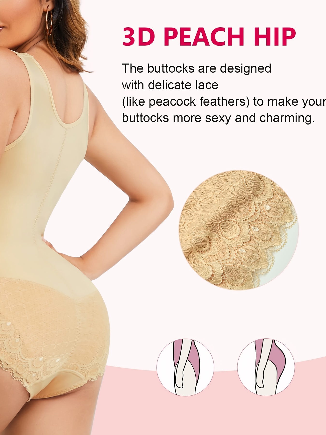 Compression Bodysuit Clothing Ladies Shapewear Fashion Peach Hip Tummy  Control Body Shaper Butt Lifter