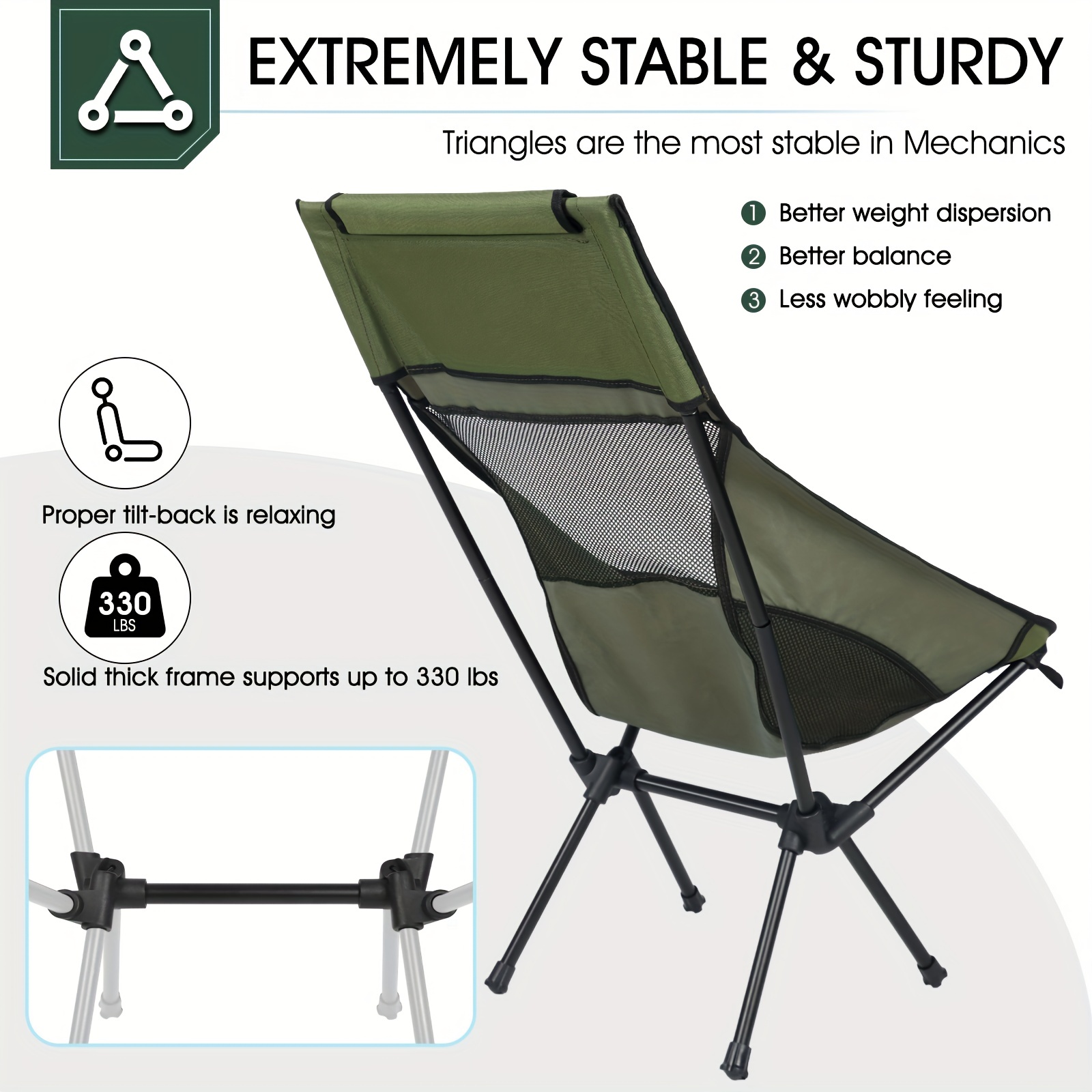 Restland Sillas de camping plegables portátiles, sillas de camping  plegables ligeras para adultos, cómodas sillas de respaldo alto para  senderismo al