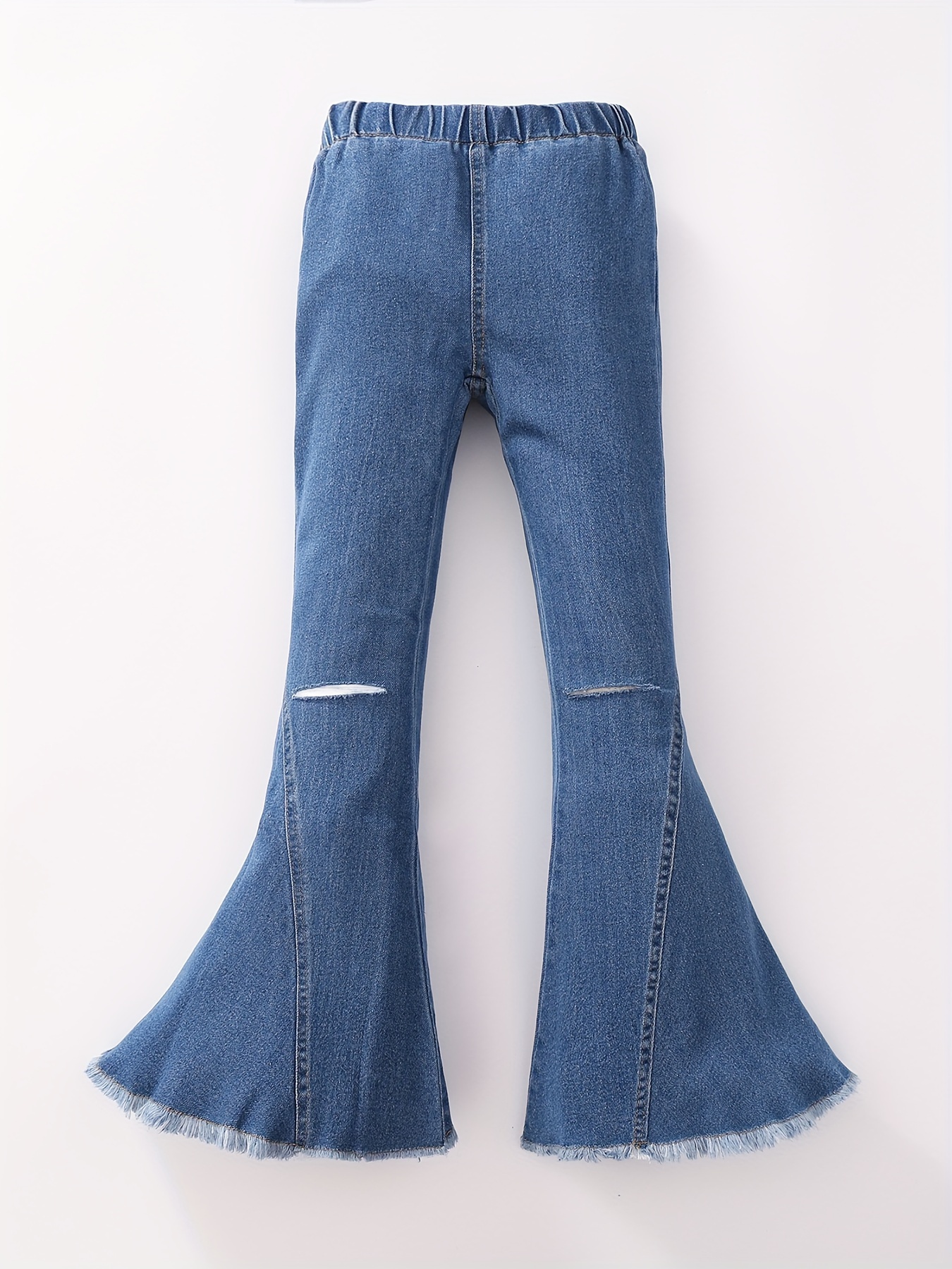 Jeans boca de sino de cintura alta jeans largos de cintura - Temu Portugal