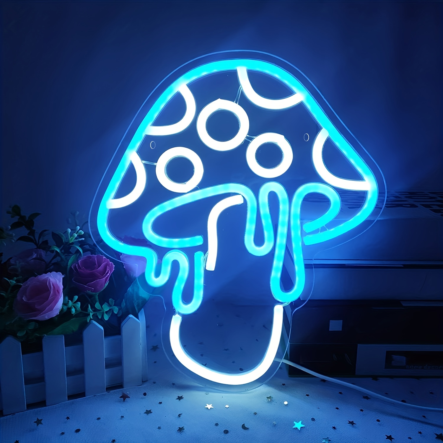 1pc Mushroom Neon Sign, Dimmable Led Mushroom Neon Light Cute Neon Mushroom Sign Night Light 3D Wall Art Mushroom Neon Signs For Wall Decor Game Room Bedroom Decor Holiday Gift For Children Kids Girl