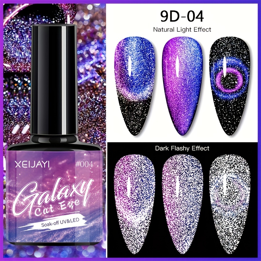 6 Colors 9d Holographic Broken Diamond Cat Magnetic Gel Nail - Temu