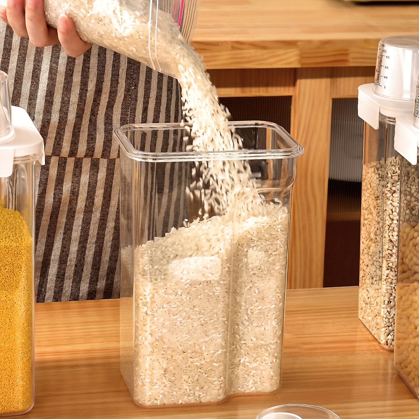 Cereal Container, Plastic Food Dispenser For Grain Cereal Flour