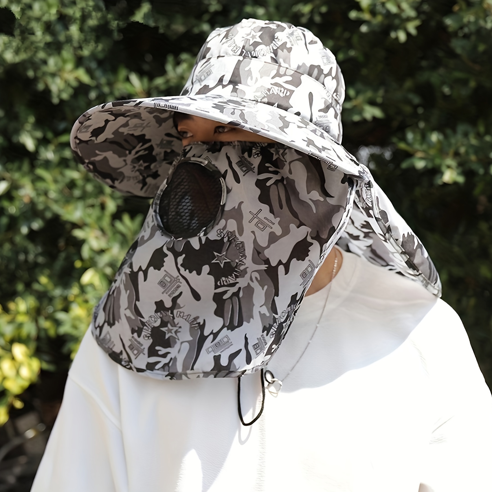 1pc UV Protection Big Shawl Sun Hat with Neck Flap for Men and