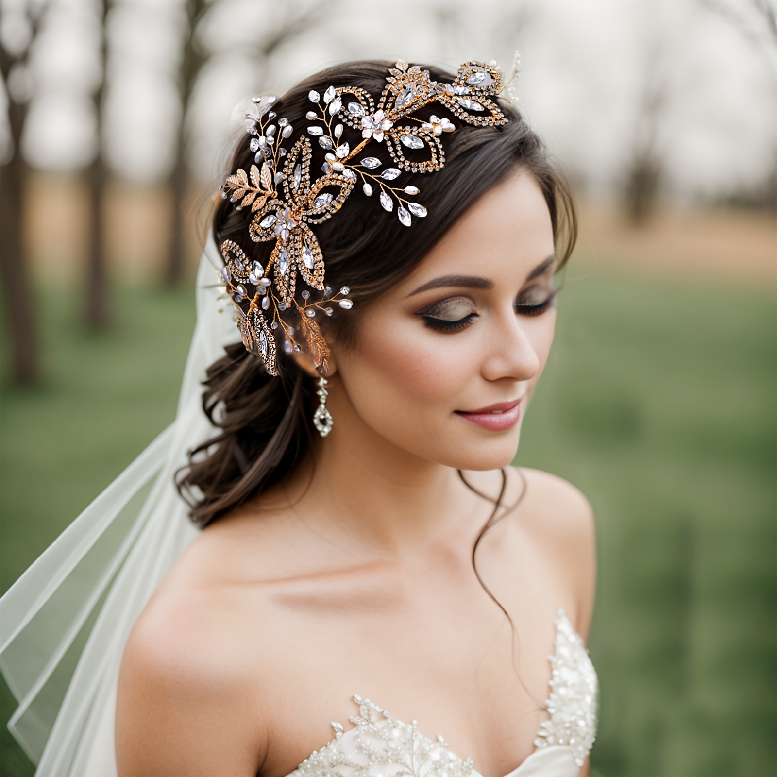 Rhinestone Alloy Crown Bridal Wedding Hairband Headband - Temu