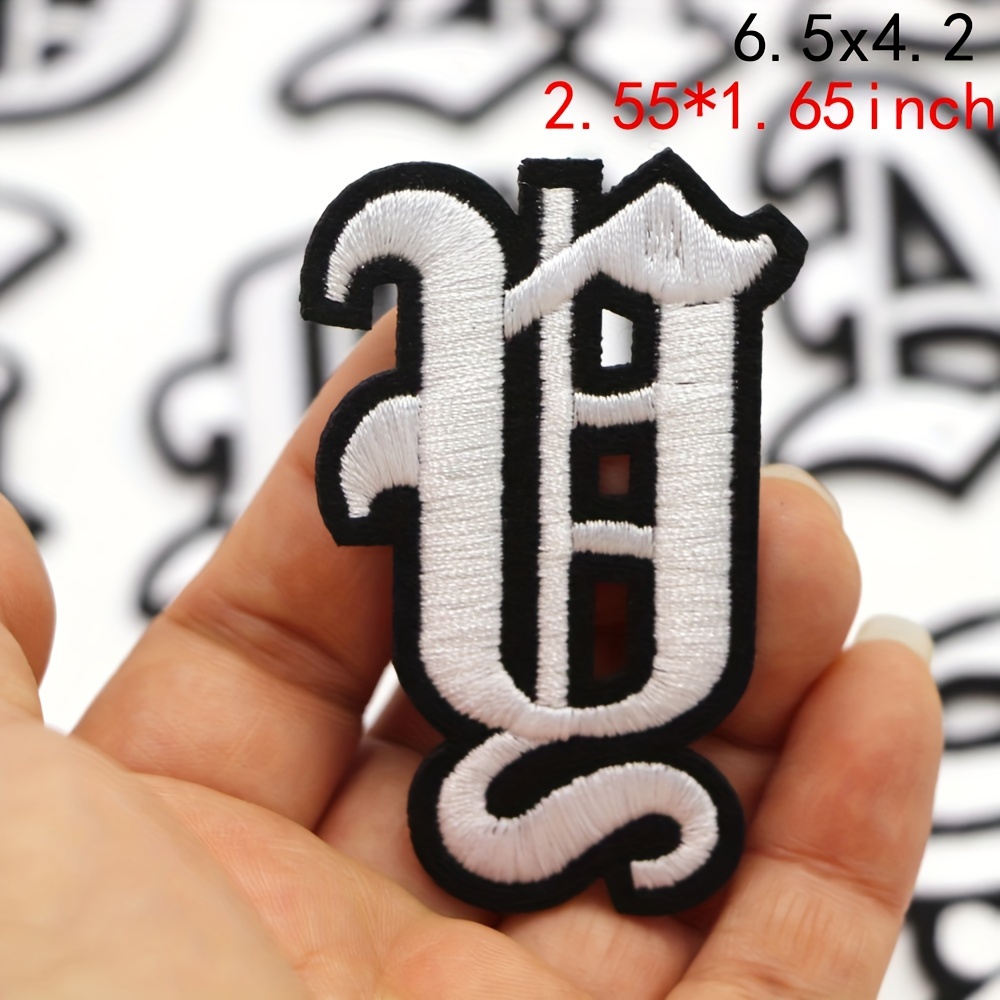Letter L Patches Iron on Heat Transfer Letters 2 inch Black Letter DIY 10 Pack, White