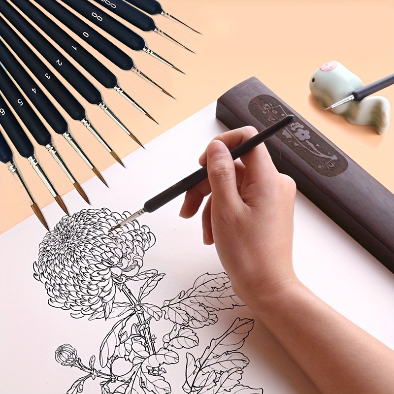 12 Pcs Langhao Hook Line Pen Fine Point Paint Brush Eyeliner