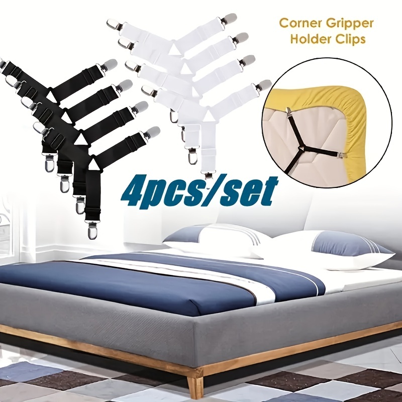 4Pcs Bed Sheet Straps, Sheet Holders for Corners, Full Mattress