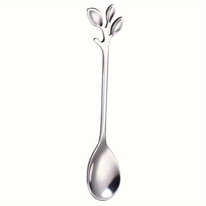 1pc Stainless Steel Branch Spoon Leaf Spoon Stainless Steel Fork Fruit Fork Cake