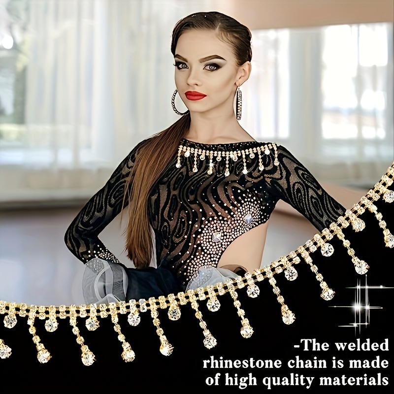 2 Yard Rhinestone Fringe Trim Rhinestone Ribbon Tassel Chain Diamond  Crystal Tassel Fringe Trim for Sewing