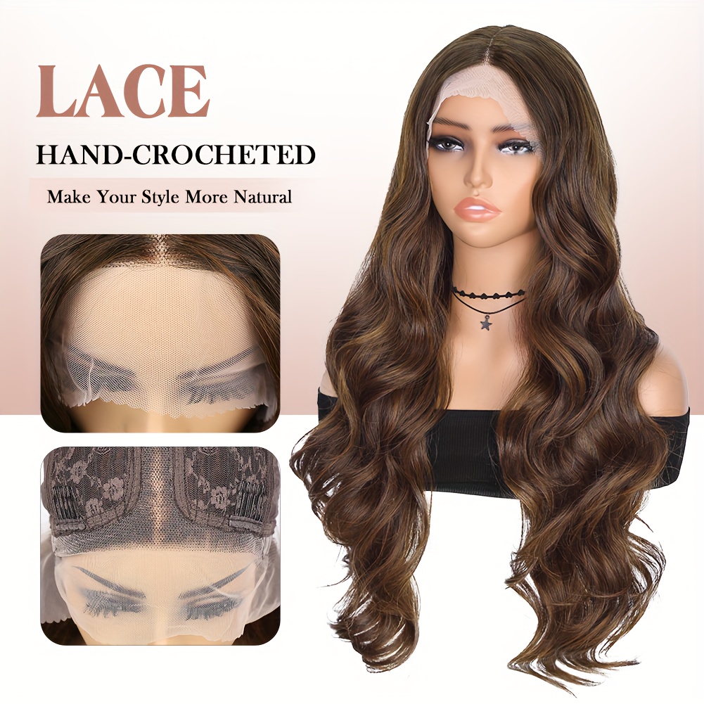 Lace Front Hair Wig Women Long Synthetic Loose Wave Ombre Brown