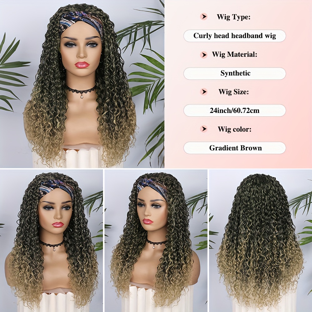 Smooth Wavy Hair w/ Headband - Brown