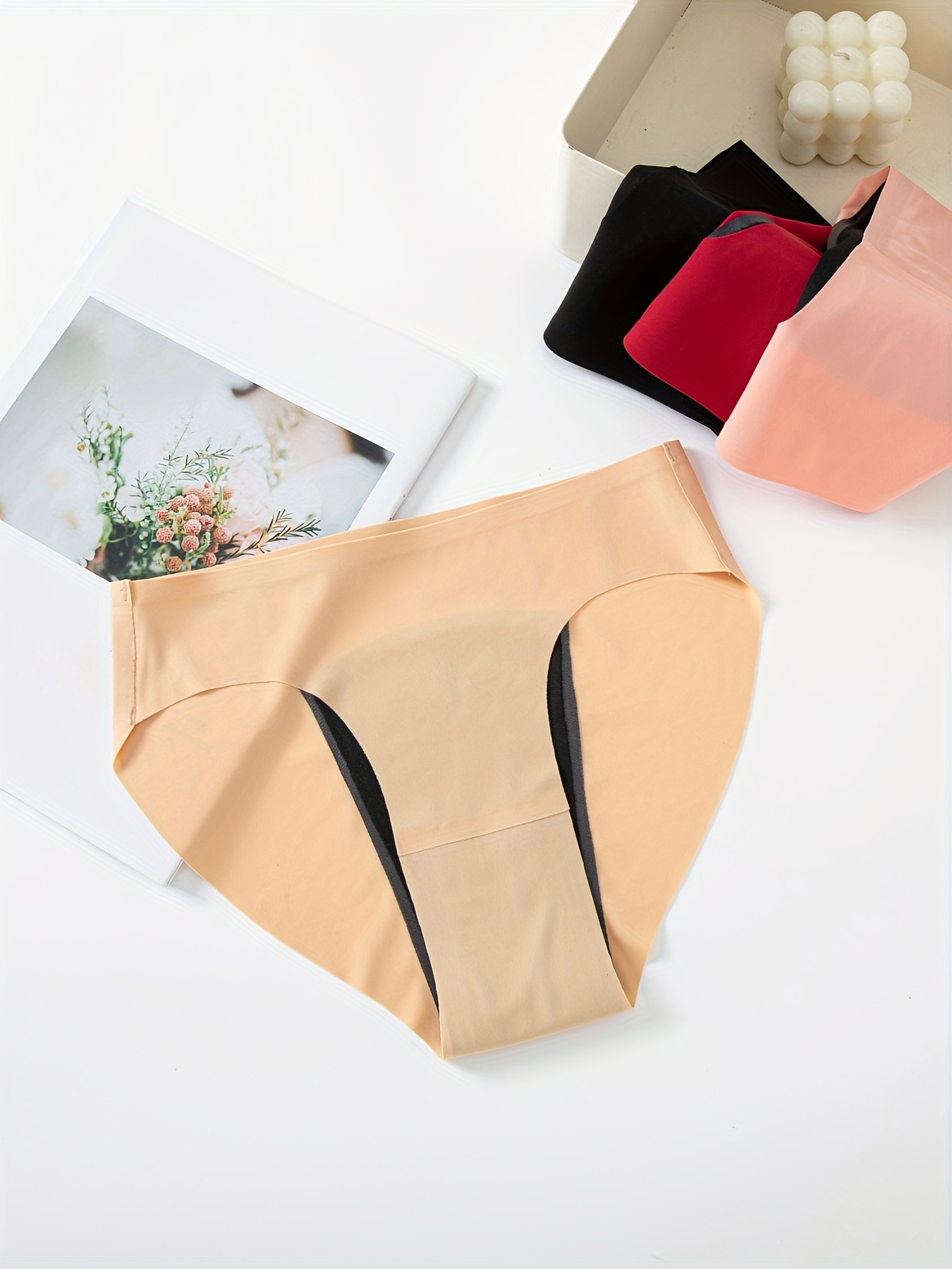 Seamless Solid Panties Comfy Breathable Anti leak Stretch - Temu Canada