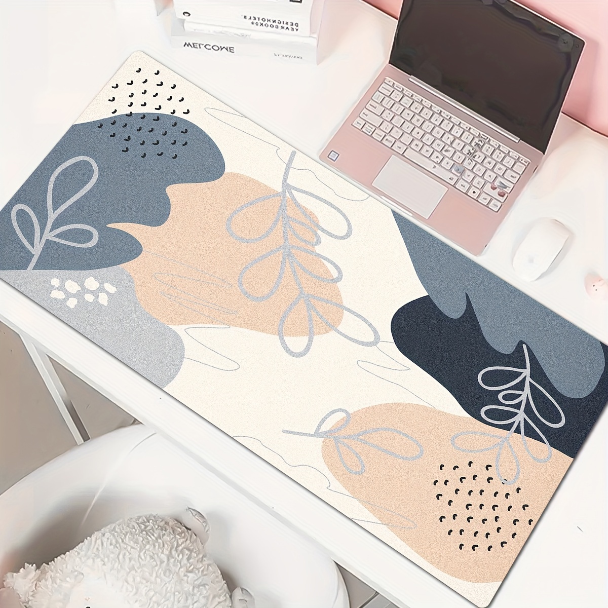 Xxl Cute Desk Mat Modern Abstract Design Non slip Rubber - Temu