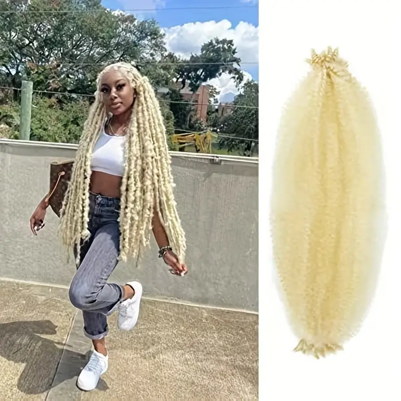 Blonde Marley Braiding Hair Long Kinky Curly Marley Crochet Braids For  Butterfly Locks Synthetic Wig Faux Locs Twists Afro Braid Hair Extensions  (613#