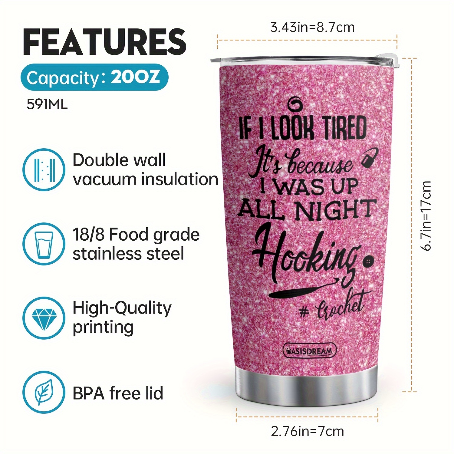 Cool All Night Hooking Tumbler Cup Insulated Coffee Travel - Temu