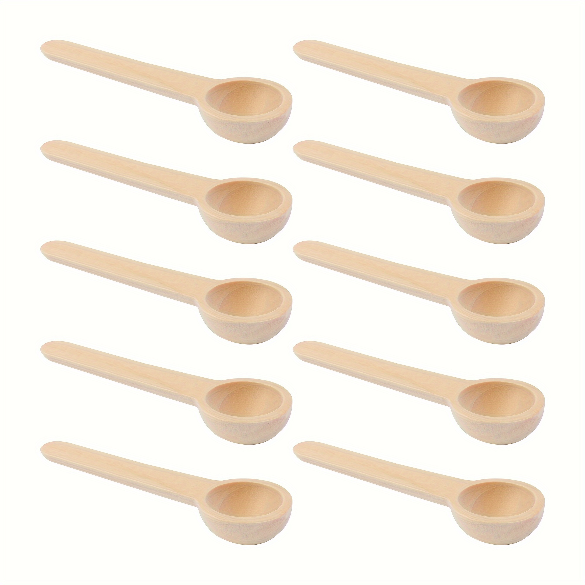 4pcs Wooden Round Handle Scoop Teaspoon Mini Small Salt Shovel