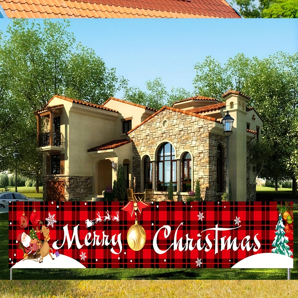 Christmas Red & Check Decoration Banners, Merry Christmas Home Decor