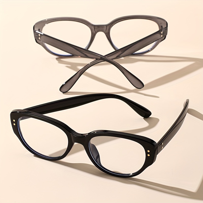 1pc Square Shape Blue Frame Plain Glasses With Rivets Decor Women's  Eyeglasses Frames For Everyday Use, Anti-blue Light