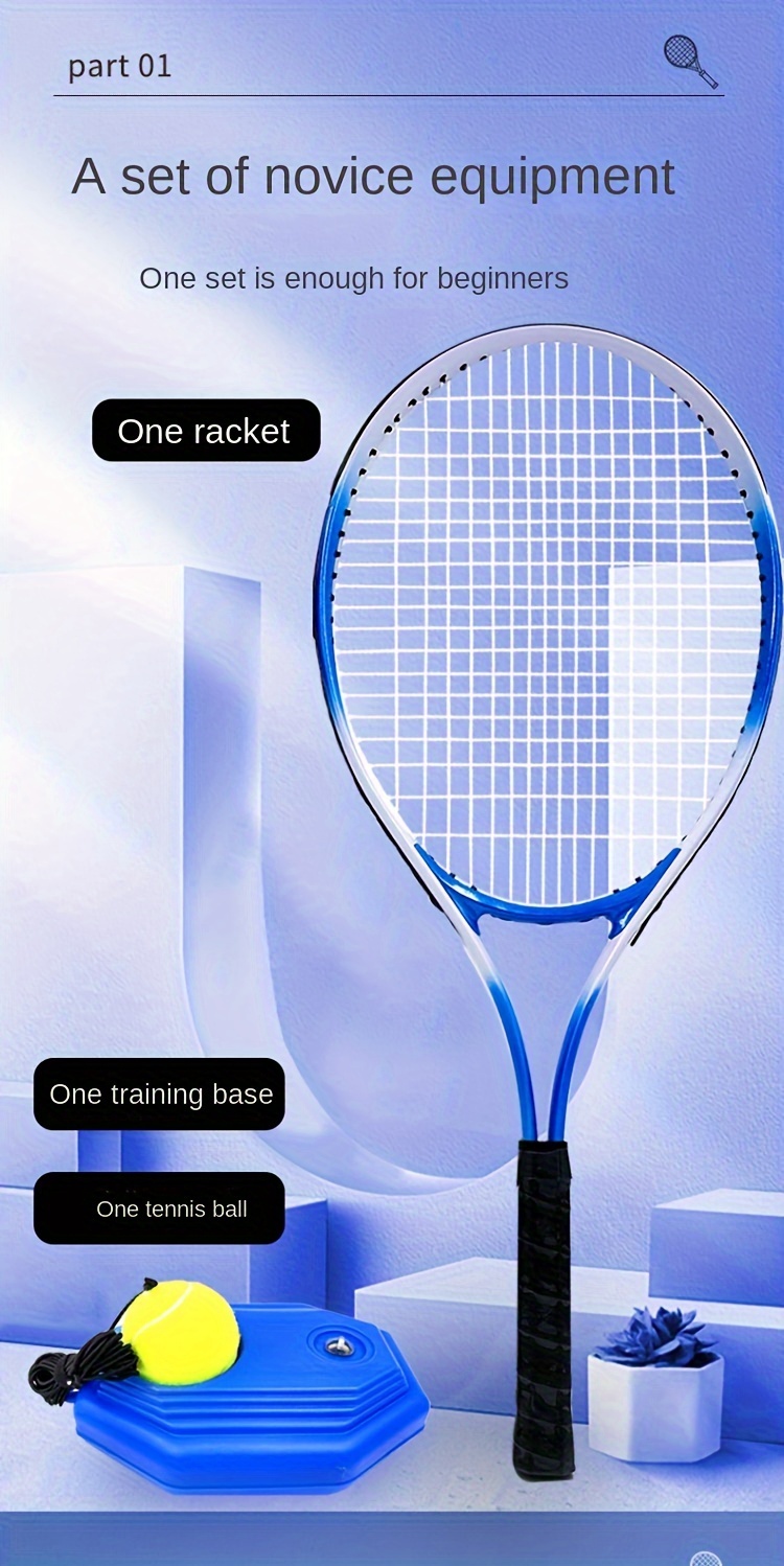 1set tennis racket tennis base and tennis ball rebound tennis ball trainer for beginners details 1