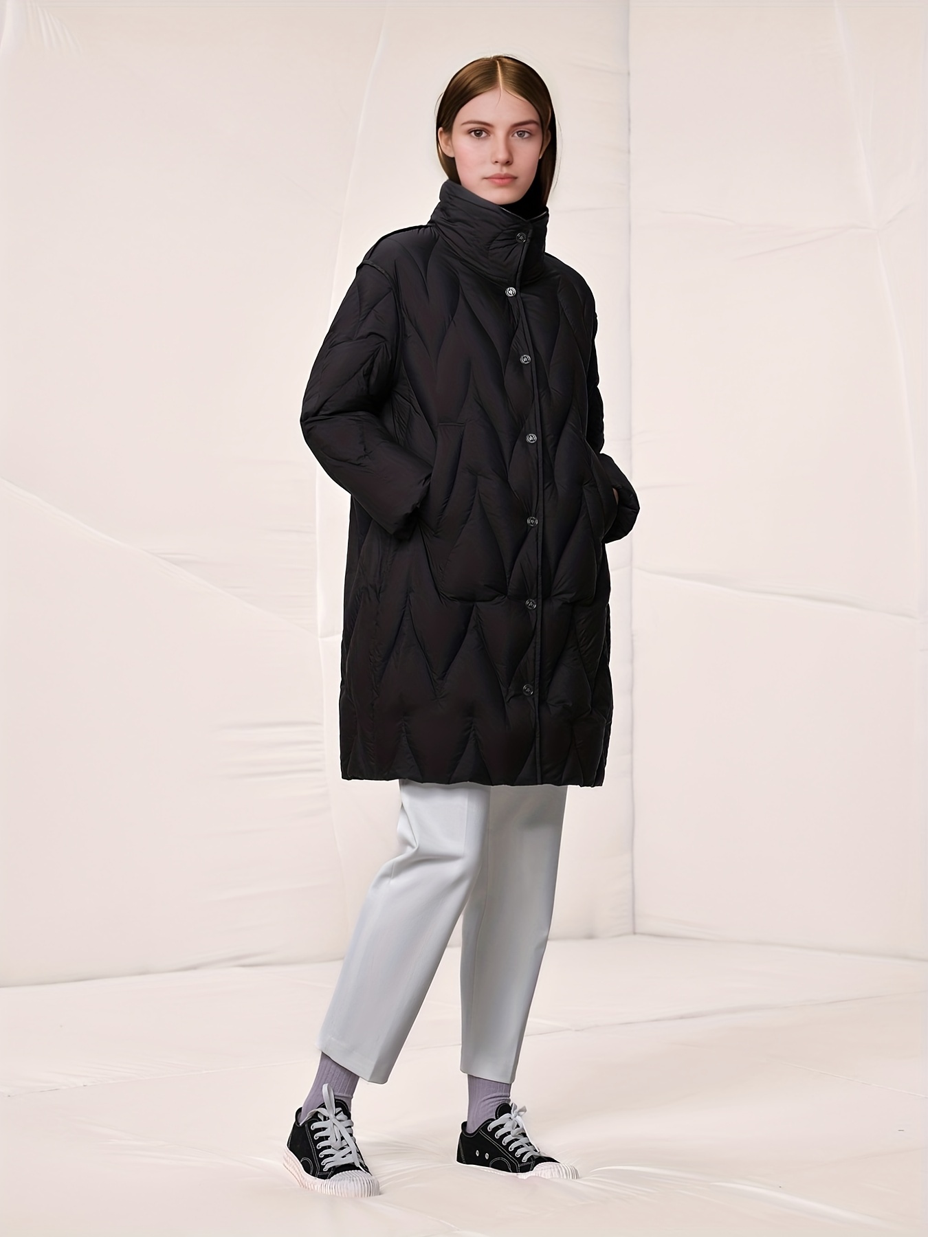 Manteau à boutons avec col en cascade, vêtements d'extérieur décontractés  chauds à manches longues pour l'automne et l'hiver, vêtements pour femmes -  Temu France