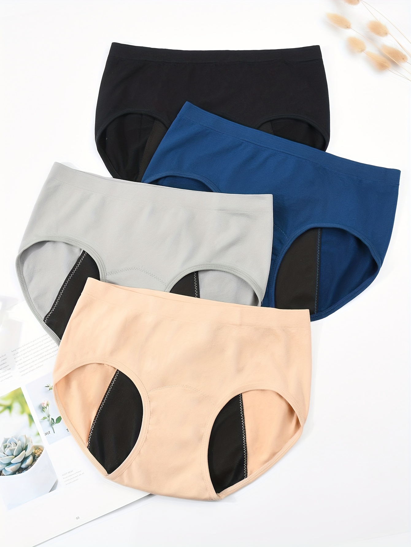 Menstrual Period Panties Comfy Breathable Solid Full - Temu Canada