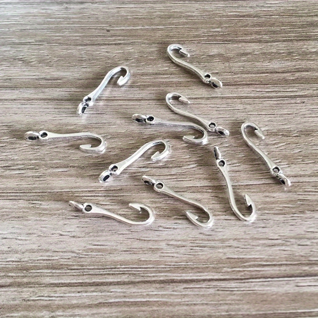 Ancient Silver Mini Fish Hook Zinc Alloy Pendants Charms - Temu Canada