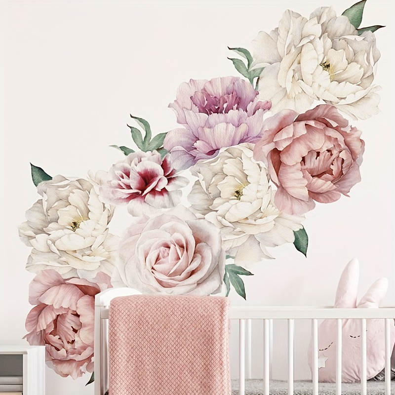

2pcs/set, Peony Flower Wall Stickers, Removable Waterproof Vinyl Wall Stickers, Suitable For Wall Decoration And Beautification Wallpaper, 11.8*23.6in