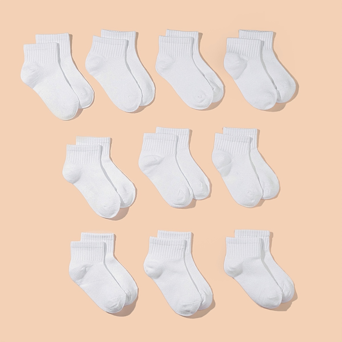 10 Pares Calcetines Cortos Bonitos Color Sólido Mujer - Temu